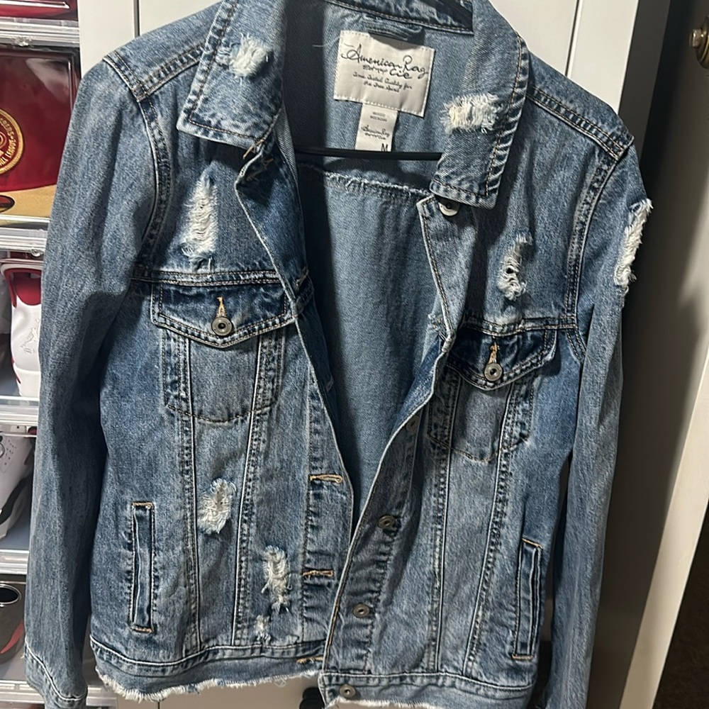 American Rag Blue Distressed Jean Jacket